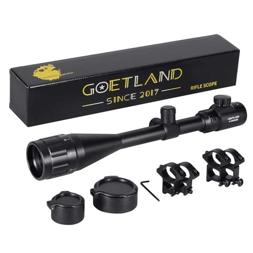Image of Goetland Rifle Scope 6-24x50 AOEG Red Green Illuminated Rangefinder SFP Ring Mounts for Air Gun Airsoft Crossbow Hunting Tactical