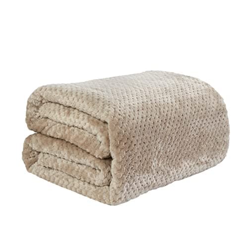 Image of Dreamscene Throws for Sofas Mink Cream Blanket, Super Soft Warm Honeycomb Waffle Faux Fur Blanket for Bed Settee Fluffy Bed Throw Double Size, 150 x 200cm