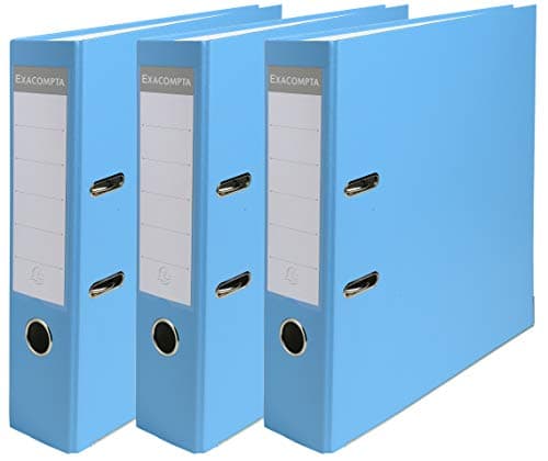 Image of Exacompta - Ref 918412SE - Lever Arch File - 80mm Spine, Suitable for A4 Documents, Holds Up To 600 Sheets, Polypropylene Exterior / Paper Inner - Light Blue (Pack of 3)