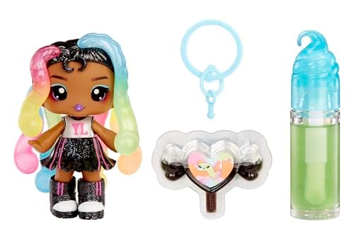 Image of Yummiland Lip Gloss Doll: Sour Sweeties - Sasha Sourworms - Includes 1 Doll, DIY Lip Gloss + Removable Keychain, Cosmetic Play, Collectible, Suitable for Children Ages 4+
