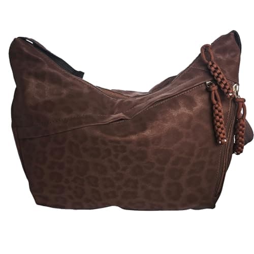 Image of rexinwadfu Brown Crescent Bag for Women Leopard Print Half Moon Hobo Nylon Dumpling Cross Body Bag Handbags with Adjustable Strap Multi Pockets for Travel Daily Use (Brown)