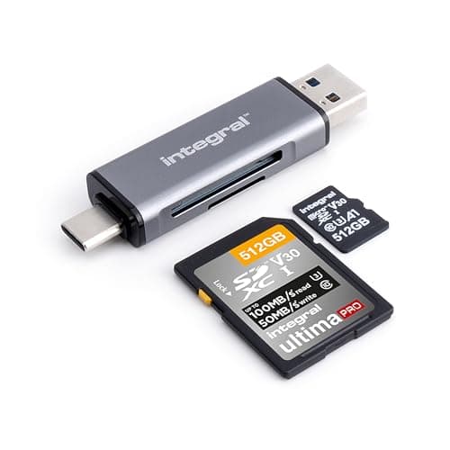 Image of Integral microSD & SD Memory Card Reader Adapter - Dual Ended USB 3.0 & USB C - For iPhone 15/16 Plus/Pro/Pro Max, MacBook Pro/Air M1/M2/M3/M4, iPad, PC, laptop, smartphone