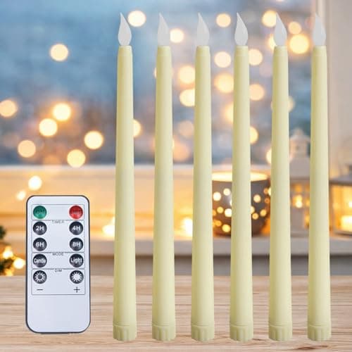 Image of 6PCS Led Candles, Led Candle Sticks with Remote Control, 3D Wick Light Window Led Candle Ivory Battery Operated Pack of 6, Christmas Home Wedding Decor[Energy Class A]
