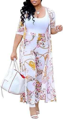 Image of BDAILKA 2023 New Women's 3 Piece Comfy Lounge Set Outfits Pajamas Set Pullover Tracksuit Cardigan Set, 8576-white, Large