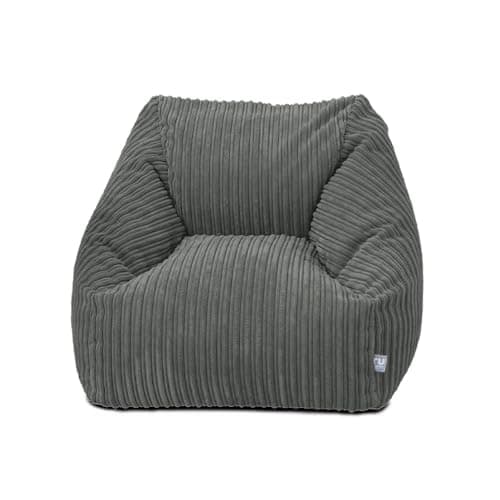 Image of rucomfy Big Kids and Teen Ivory Corduroy Snuggle Chair, Large Machine Washable Beanbag Seat for Comfortable Lounge Room and Bedroom Furniture, 70x80x60cm - (Slate Grey, Beanbag Only)