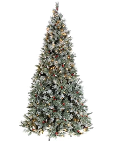 Image of WeRChristmas Pre-Lit Scandinavian Blue Spruce Christmas Tree with 300 Chasing Warm LED Lights, 6 feet/1.8m