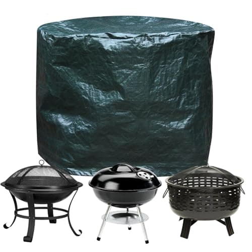 Image of Garden mile Green Fire Pit Cover - Heavy Duty Weatherproof, UV Resistant Outdoor Protection for Round BBQs, Garden Burners, and Chimeneas - Easy Slip-On Waterproof Cover