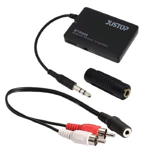 Image of JUSTOP BTR006 Bluetooth Wireless Stereo Audio Receiver With 3.5MM Jack, Universal Adapter For Speakers, Built-in Rechargable Battery, Audio Cable And 3.5mm Jack Joiner Adapter