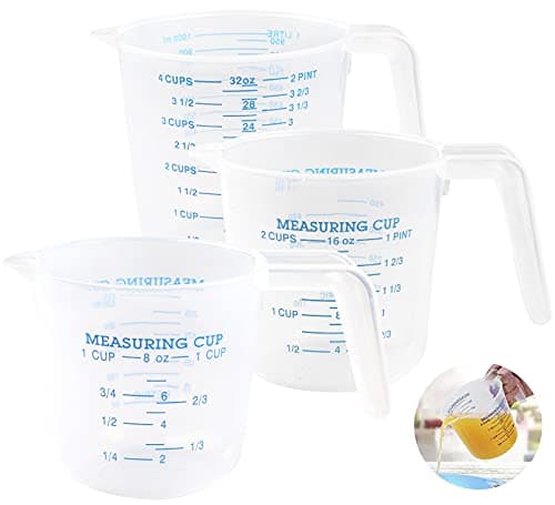 Image of Surflyee 3PCS Plastic Measuring Jugs, Kitchen Baking Jugs Set, 1000ML, 500ML, 250ML, Clear BPA-Free Plastic Cups, Easy to Read Measurements Cooking with Accuracy