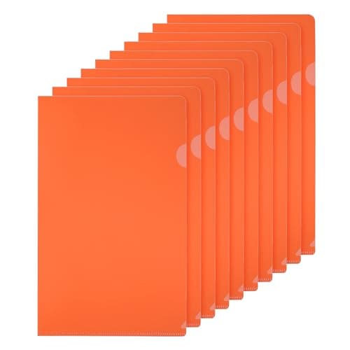 Image of PATIKIL L Type Folders 10 Pack A4 Plastic File Project Pockets Clear Paper Document Jacket Sleeves for Office, Orange