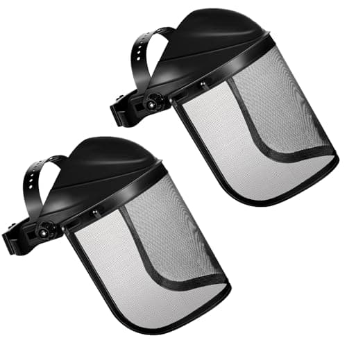 Image of Hestya 2 Pcs Safety Face Shield Adjustable Safety Helmet with Visor Chainsaw Helmet Strimmer Face Protection Shield Forestry Hat for Gardening Logging Lawn (Black)