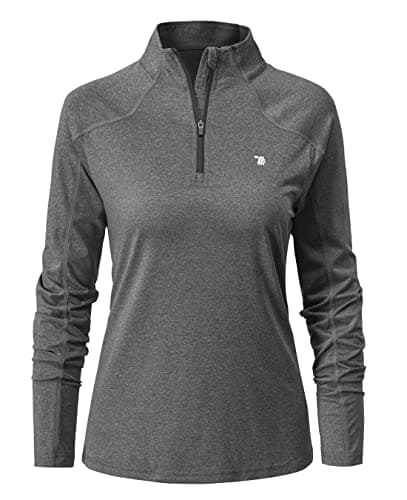 Image of YSENTO Womens 1/4 Zip Running Tops Long Sleeve Sport Gym Top Training Casual Long Sleeve Golf Top(Dark Grey,M)
