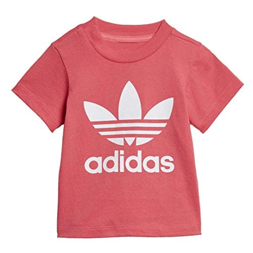 Image of adidas Originals Baby Boys' Trefoil Tee, Real Pink/White, 9 Months