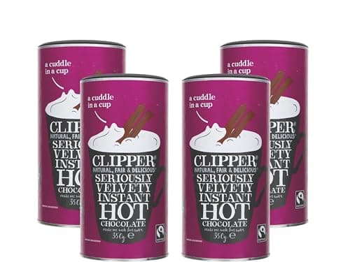 Image of Clipper Fairtrade Seriously Velvety Instant Hot Chocolate 350g, Rich Creamy Drinking Chocolate with Cocoa, Smooth & Indulgent Hot Cocoa Powder, (Pack of 4) from SuperfoodUK