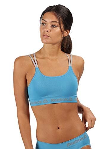 Image of Reebok Women's Jenna Crop Top Plain Crop Top, Blue (Cyan Blue/Cold Grey Blue), Medium (Manufacturer Size: Medium)