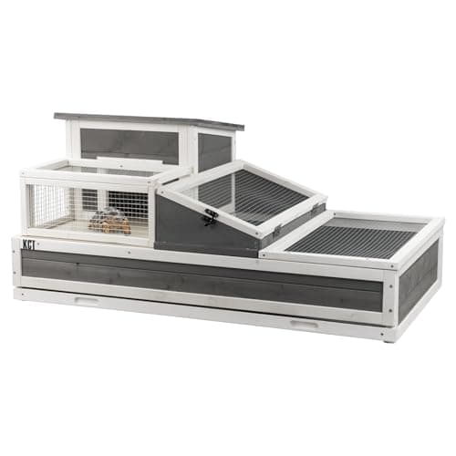 Image of KCT Wooden Tortoise House 2 Layer 3 Room Openable Roof Balcony Activity Run Enclosure