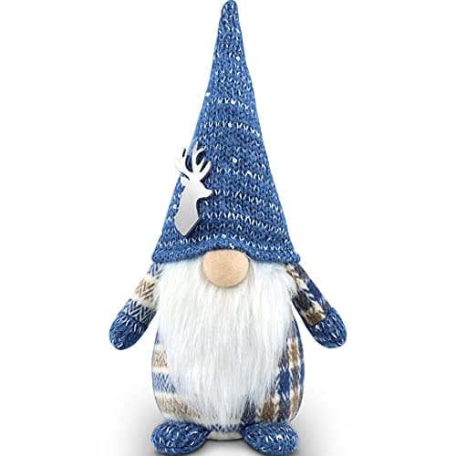 Image of Gehydy Christmas Gonk Decorations Handmade Gnomes Holiday Figurines Scandinavian Tomte Xmas Decor for Home Kitchen Farmhouse - Blue