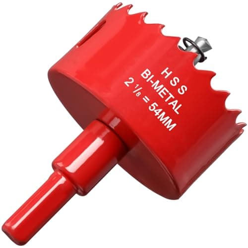 Image of 54mm Hole Saw for Wood, HSS Bi-Metal Hole Cutter in 30mm Depth, with Center Drill bit and Hex Shank Arbor, Applied for Cutting Boards, Plastic and Soft Metal Sheet