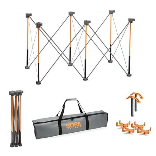 Image of Bora Centipede 2x4 Feet Work Stand and Portable Table | Sawhorse Support with Folding, Collapsible Steel Legs, CK6S, Orange/Black
