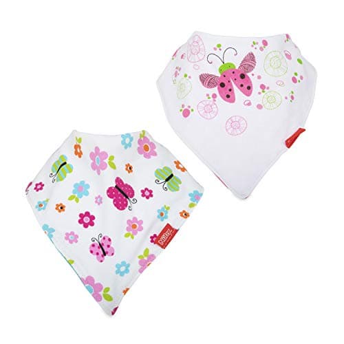 Image of Nuby 2-pk Dribble Catcher Bandana bibs, Super Absorbent Drool Bib with Soft Comfort Neckline, Girl