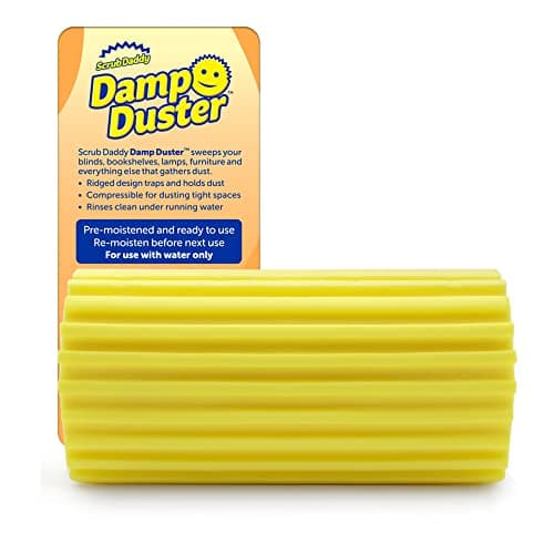 Image of Scrub Daddy Damp Duster, Multipurpose Dusters for Cleaning - Wooden & Venetian Blind Cleaner Tool, Ridged Wet Dust Sponge for Skirting Board, Radiator, Blinds & Mirrors, Home Cleaning Products, Yellow