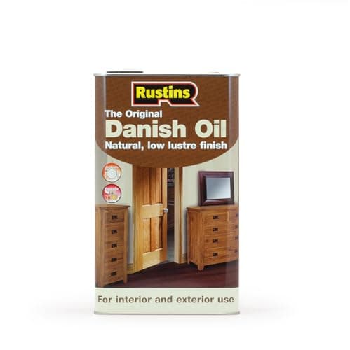 Image of Rustins DANO5000 Original Danish Oil 5 Litres - Rich, Natural Glow - Enhances Wood Grain Beautifully, Professional-Grade Finish, Easy DIY Application