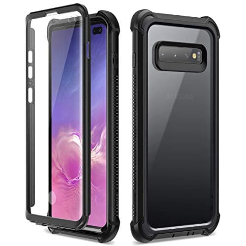 Image of Dexnor Compatible with Samsung Galaxy S10 Case 360 Full Body Protection Cover Shockproof Bumper, Crystal Clear Anti-Scratch Clear Ultra-Thin Back Panel, with Built-in Screen Protector - Black