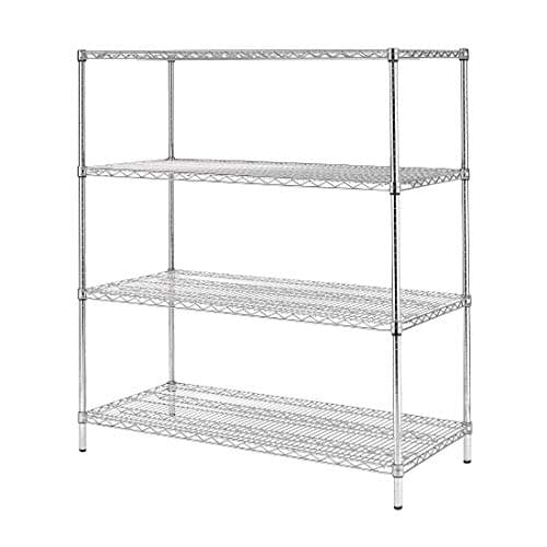Image of Vogue 4 Tier Wire Shelving Kit 1830x610 mm, Galvanised Zinc, Maximum Load: 340 kg, Size: 1853(H) x 1830(W) x 610(D) mm, Flat Packed Wire Shelves, U259