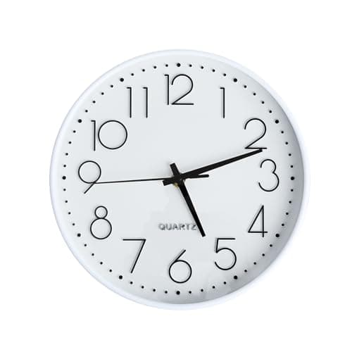 Image of SURPN Wall Clock, Silent Non Ticking, 10 Inch Small Wall Clocks, Battery Operated Decorative Modern Round Wall Clock for Office, Home, Bathroom, Kitchen, Bedroom, School, Living Room - White