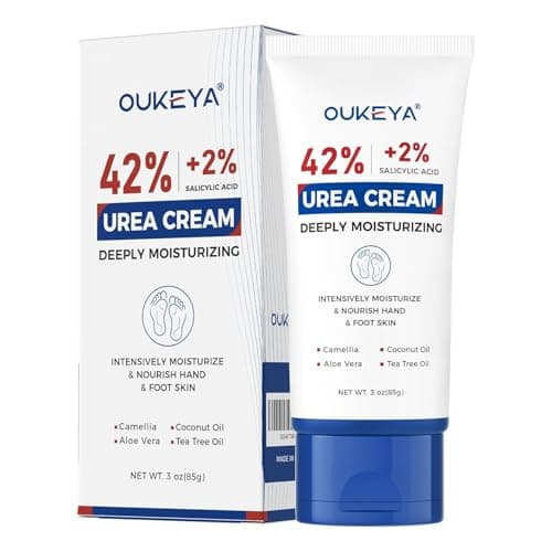 Image of OUKEYA Urea Cream 42% plus Salicylic Acid 2%, Urea Foot Hand Cream for Dry Cracked Feet, Heels, Elbows, Salicylic Acid Cream for Moisturizer, Removes Calluses, Softens Toenails,Easy to Carry, 85g