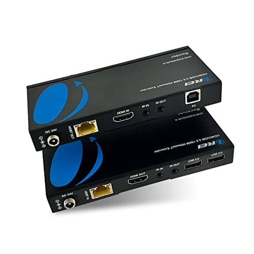 Image of OREI 4K USB 2.0 HDMI Extender Over LAN HDBaseT PoC Single CAT5e/CAT6A/CAT7 Cable 4K @ 60Hz - Up to 400 Ft 4:4:4 - KVM Webcam Remote Keyboard Mouse USB Control - Digital Full HD