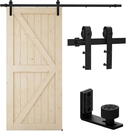 Image of TSMST 183CM/6FT Sliding Door Track Barn Door Hardware Kit Closet Rail Roller Accessory Adjustable Floor Guide