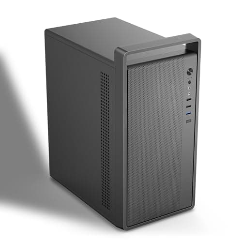 Image of Micro-ATX PC Case with Handle | 0.7mm Steel Portable PC Case Fits max 260mm GPU & ATX PSU | Pre-Installed 120mm *1 Rear Fan | mini Tower Desktop Chassis for MATX/ITX, Black-M5