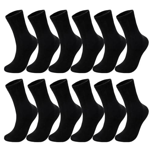 Image of Zuimei 6 Pairs Mens Black Socks Soft Breathable Cotton Dress Crew Socks Suit Sock for Business Work Mens Casual Sock