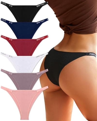 Image of FINETOO 6er Pack Cotton Underwear Women Brazilian Knickers Brazilian Ladies Briefs Sexy Hipster Panties Soft Panties Multipack