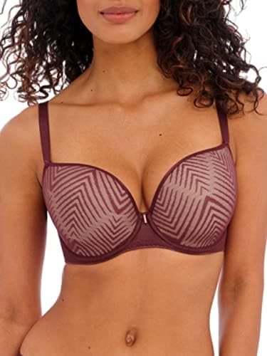 Image of Freya Women's Tailored Underwire Molded Plunge T-Shirt Bra, Dark Cherry, 36E