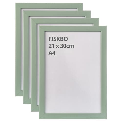 Image of Set of 4 x 21x30cm A4 Light Grey-Green Photo Frames, Wall & Tabletop Mount, Fibreboard & Plastic