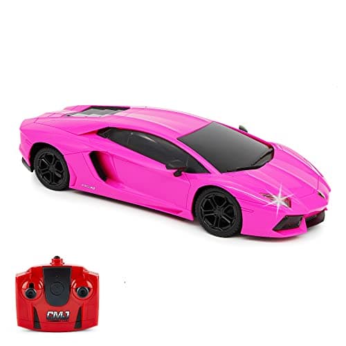Image of CMJ RC Cars Lamborghini Pink Aventador LP700-4 Officially Licensed Remote Control Car 1:24 Scale Working Lights 2.4Ghz Girls RC