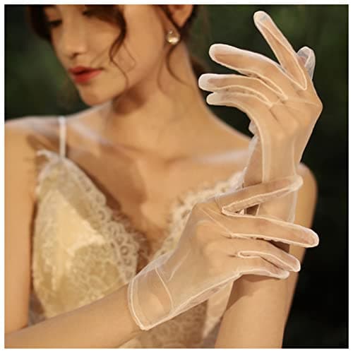 Image of SePkus Fingerless Gloves for Women Women Lace Mesh Gloves Ladies White Wrist Gloves Large Bow Knot Marriage Glove Party Cosplay Accessories Gloves for Women wedding (Size : Simple 1) (Simple 2)