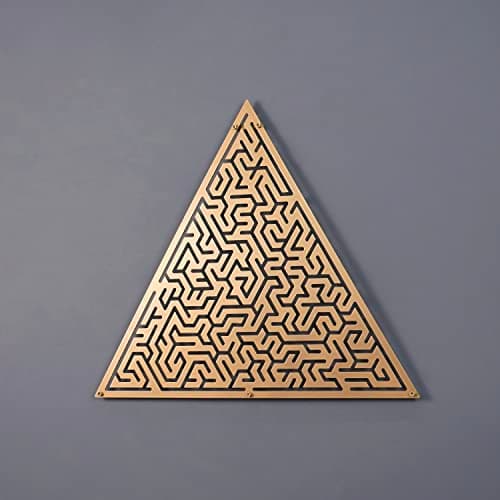 Image of Colorfull Worlds Triangle Maze Metal Wall Art, Geometry Wall Art Decor, Labyrinth Art Home and Office Decor Gift for New Year, Christmas or Housewarming (18,5" x 16.10" | Copper)