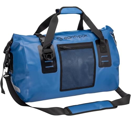 Image of Earth Pak Waterproof Duffel Bag - Perfect for Any Kind of Travel, Lightweight, Large Storage Space, Durable Straps and Handles, Heavy Duty Material to Keep Your Gear Safe, Blue, 70L