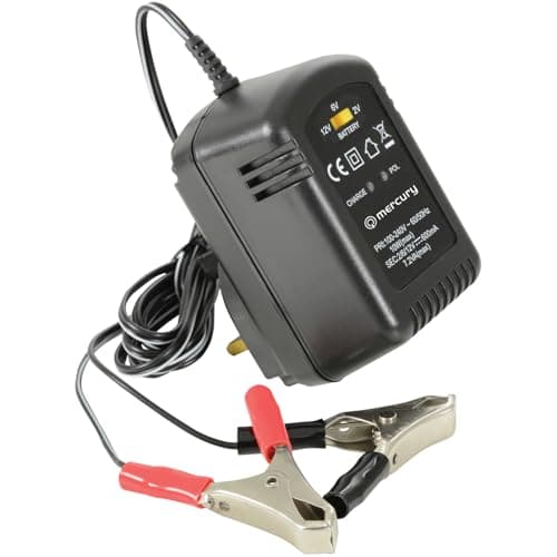 Image of Mercury | Smart Lead Acid Battery Charger 2/6/12V 600mA | Compact Maintainer for Car, Motorcycle, Lawn Mower, Ride-On Toys, AGM, Gel, SLA, VRLA | Polarity Protection – Crocodile Clips, UK Plug
