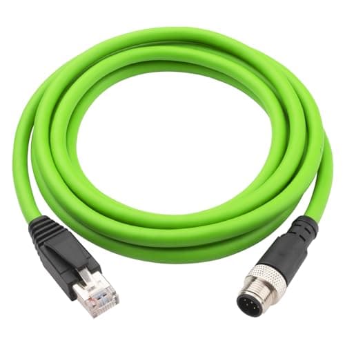 Image of Lonlonty M12 to RJ45 Industrial Ethernet Cable Cat5e,Automation Systems Interconnect M12 8 Pin A Code Male to RJ45 Male Shielded Cable Assembly, Cat5e SFTP 26 AWG 2M/6.6Ft (6.6Ft-Cat5e A code 8Pin)