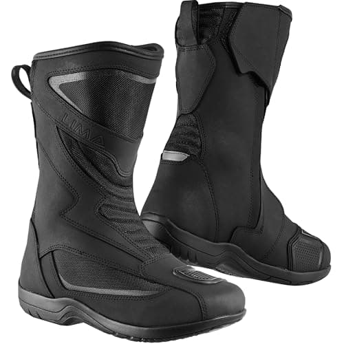Image of Mens Motorbike Boots Motorcycle Shoes Waterproof windproof leather boots for riders protective gear for men CE Black Boots (Black, UK 9, UK Footwear Size System, Adult, Men, Numeric, Medium, 9)