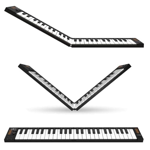 Image of Carry-on FC-49 Folding 49 Key MIDI Controller – Bluetooth & USB Portable Keyboard Controller with Rechargeable Battery, Velocity Sensitive Keys, Compatible with Mac, PC & iOS