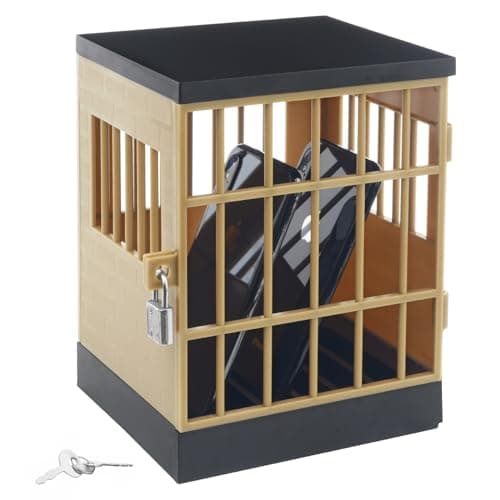 Image of Gemaxvoled Cell Phone Jail Lock Box, Gold Mobile Phones Prison Lockable Cage for Classroom Family Time Party (Gold)