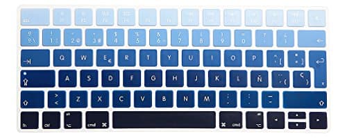 Image of MMDW Premium EU Layout Spanish Ultra Thin Soft-touch Silicone Keyboard Protective Cover Skin Protector for Magic Wireless Keyboard MLA22L/A A1644 (2015 Released)-Blue