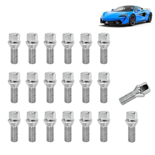 Image of 20pcs M14x1.5 Wheel Bolts, 28mm Alloy Steel Tapered Wheel Lug Bolts Compatible with Mercedes-Benz VW SEAT Fiat Peugeot Lancia, Hex Size 17mm