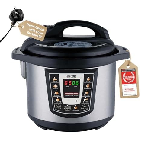 Image of TZS First Austria Electric Pressure Cooker 6L, 1000W, 9 Programmes, Non-Stick Inner Pot, Timer, Keep Warm, Safe&Healthy Cooking, Stainless Steel