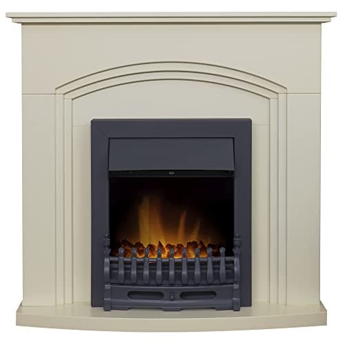 Image of Adam Truro Fireplace in Cream with Blenheim Electric Fire in Black, 41 Inch, 1kW & 2kW Heat Output with Coal Bed & LED Flame Effect, Manual Control with Thermostat